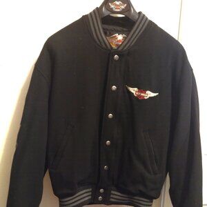 VINTAGE late 90's HARLEY DAVIDSON MOTORCYCLE WOOL EMBROIDERED VARSIT JACKET COAT
